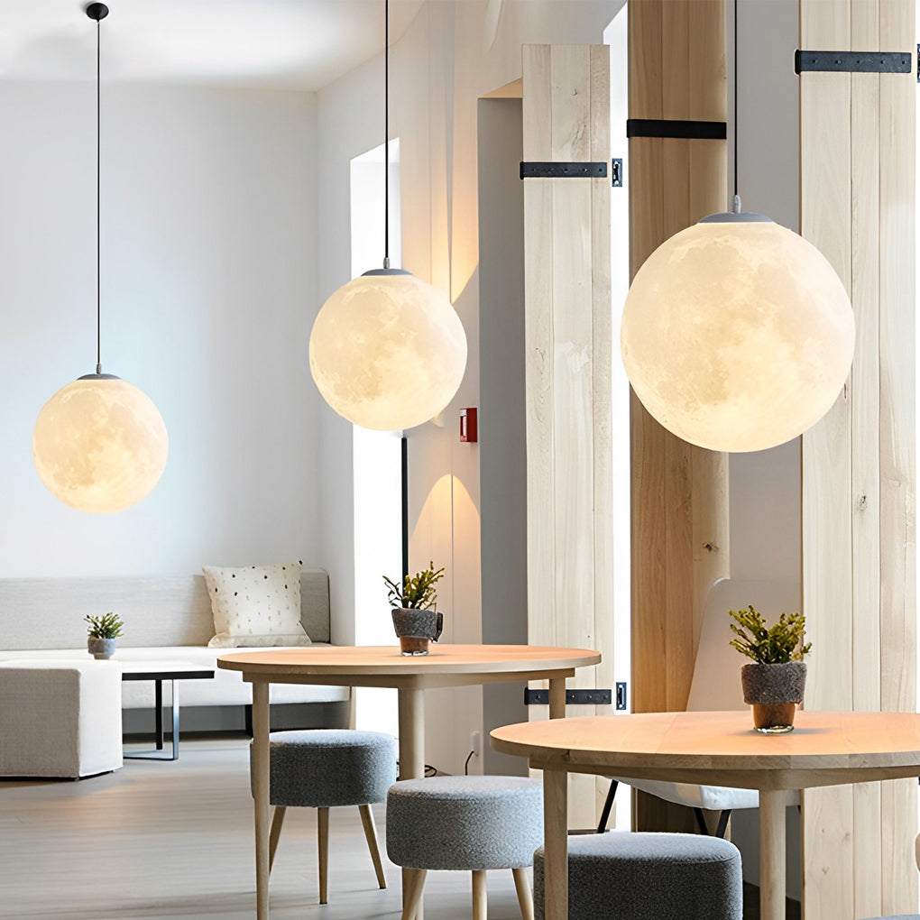Crescent Moon Globe Pendant Light - White Ceiling Fixture