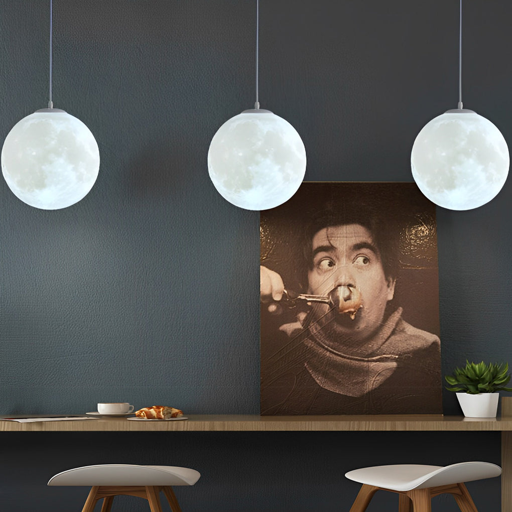 Crescent Moon Globe Pendant Light - White Ceiling Fixture
