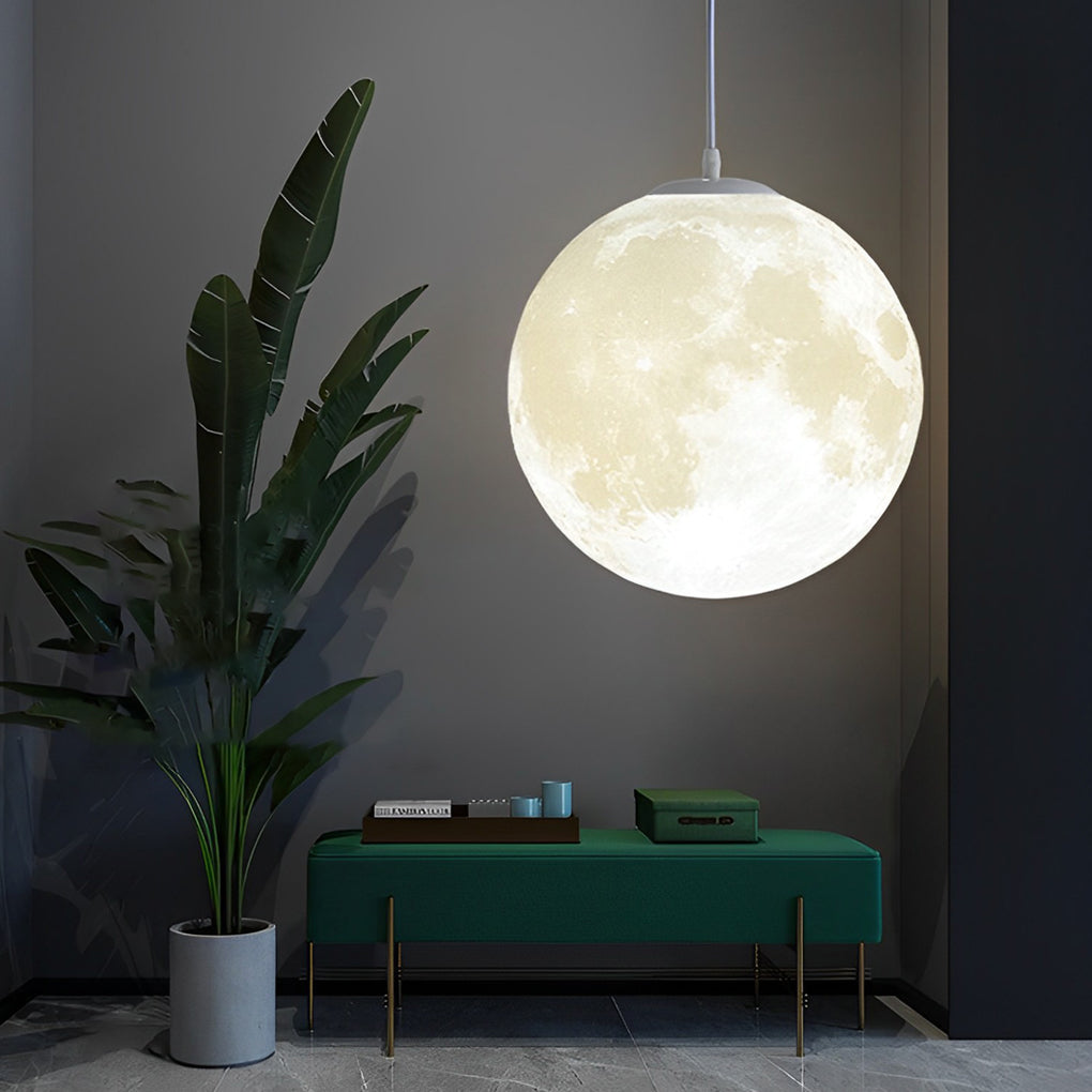 Crescent Moon Globe Pendant Light - White Ceiling Fixture
