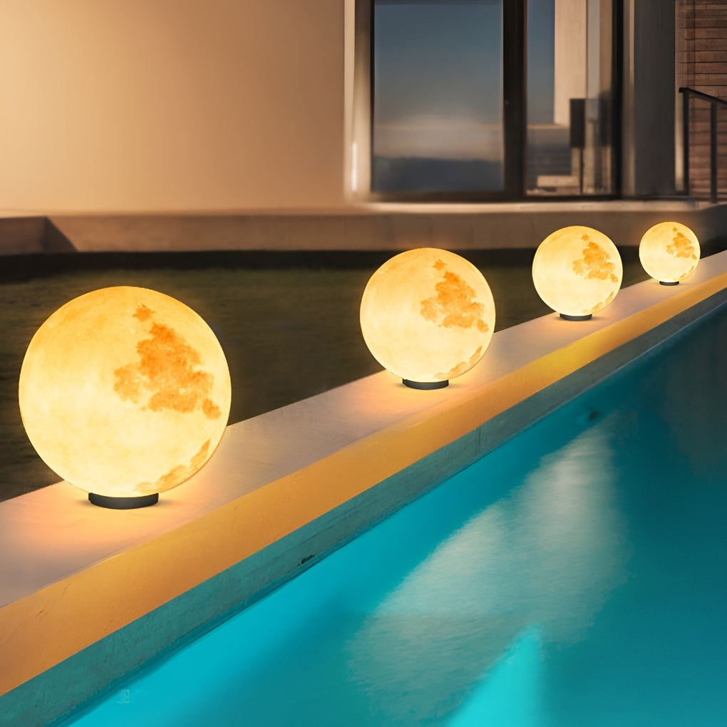 Modern Waterproof LED Moon Pillar Lamp - Premium Resin Decor