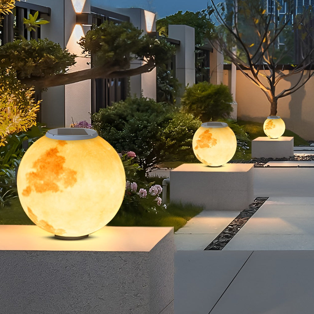 Modern Waterproof LED Moon Pillar Lamp - Premium Resin Decor