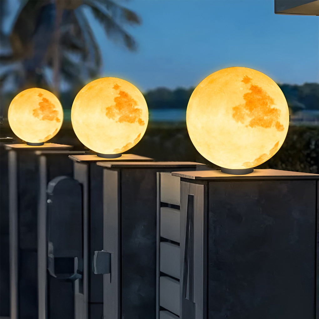 Modern Waterproof LED Moon Pillar Lamp - Premium Resin Decor