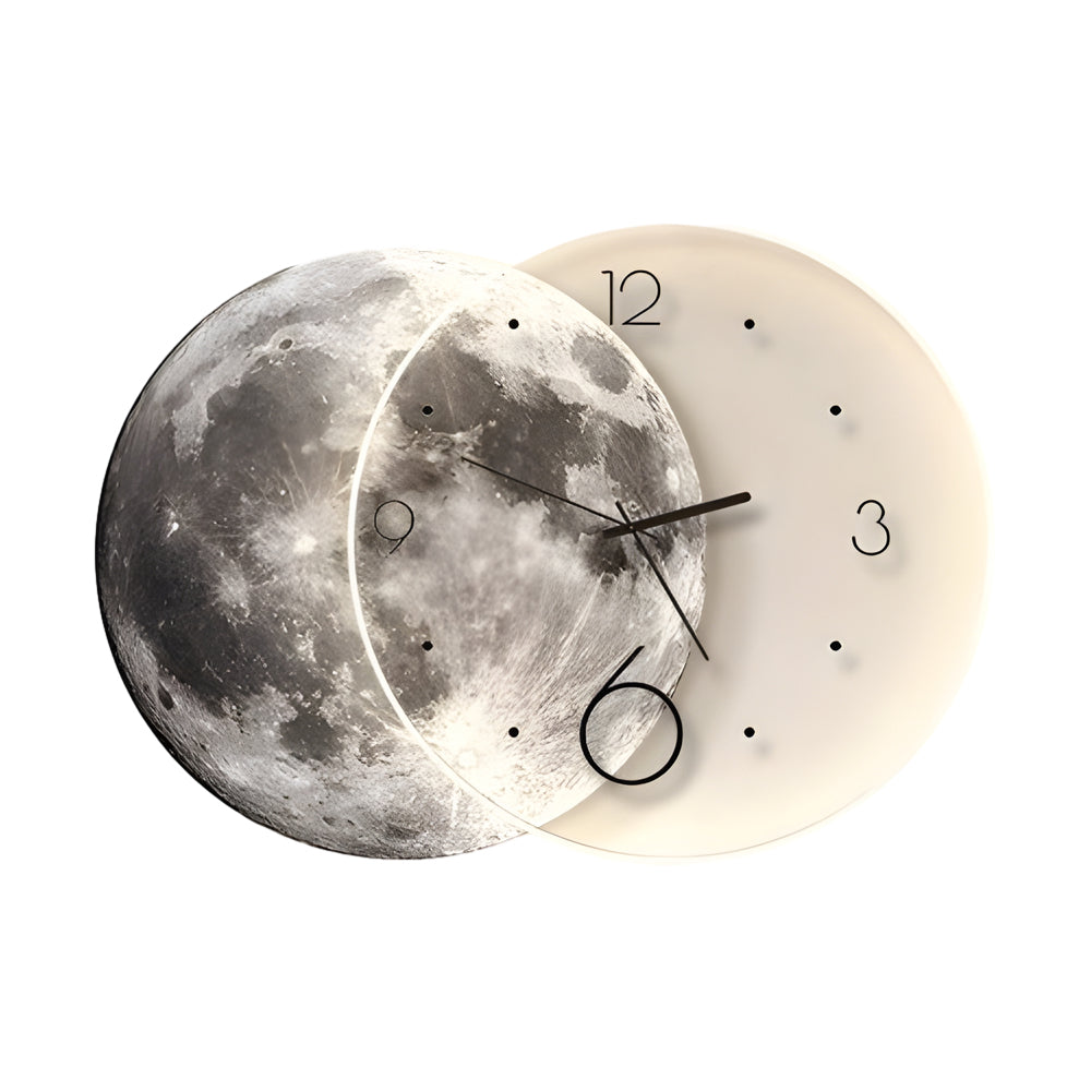 Modern LED Moon Wall Clock with USB Charging