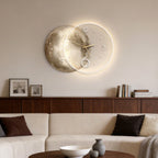 Modern LED Moon Wall Clock with USB Charging