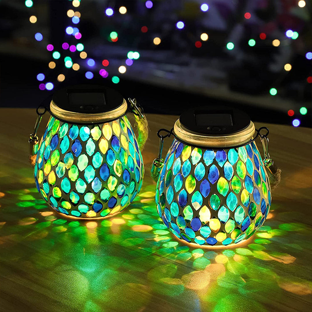 Solar Mosaic Glass Landscape Lights - Colorful Outdoor Decor