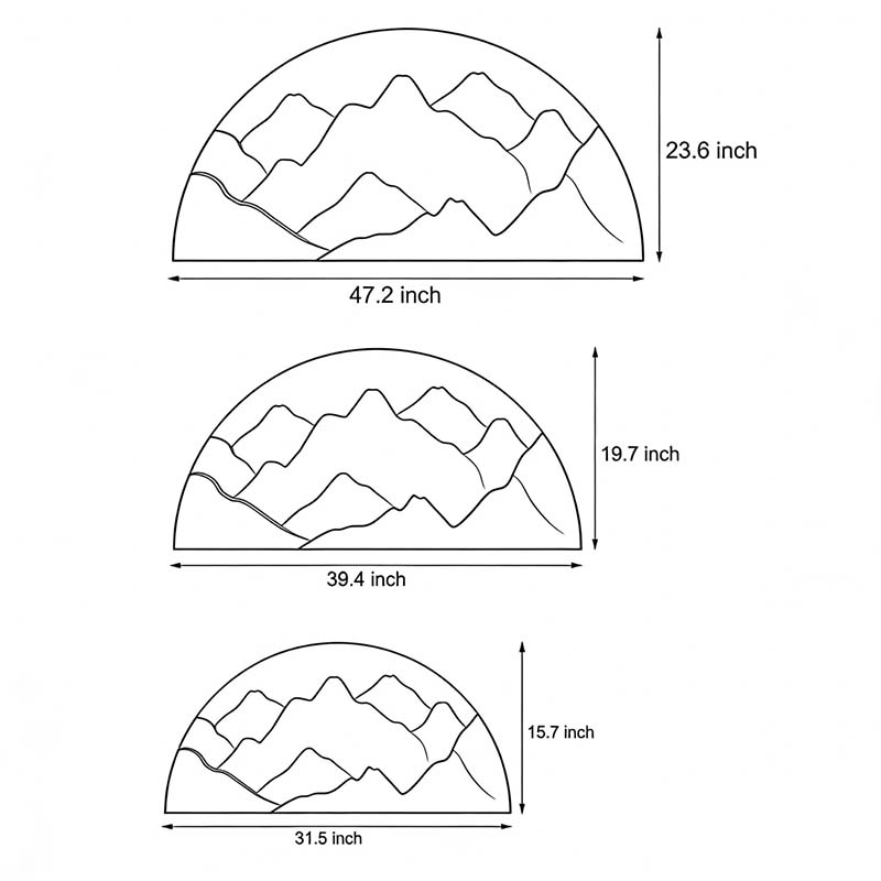Premium Mountain LED Wall Art Lamp - Half-Circle Landscape Design