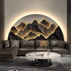 Premium Mountain LED Wall Art Lamp - Half-Circle Landscape Design