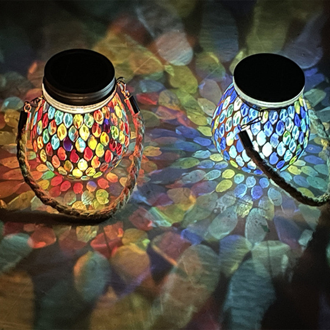 Solar Mosaic Glass Landscape Lights - Colorful Outdoor Decor