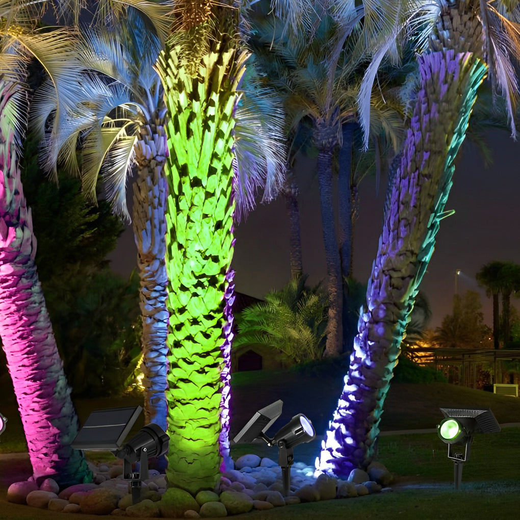 Adjustable Waterproof Solar LED RGB Tree Spotlight with Ground Spike