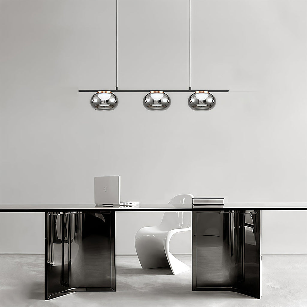 Gray Glass Globe Pendant Light - Full-Spectrum Metal Ceiling Fixture