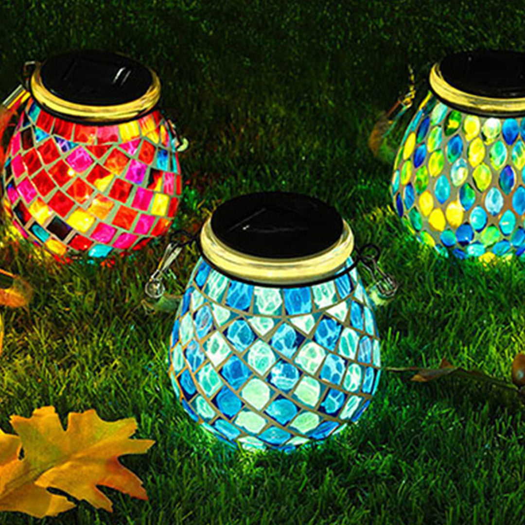 Solar Mosaic Glass Landscape Lights - Colorful Outdoor Decor