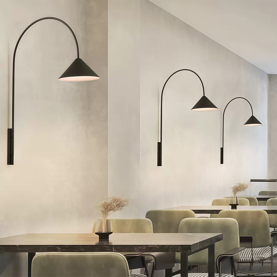 Premium Black Wall Arm Light with Long Rod - Decorative Iron Art Lamp