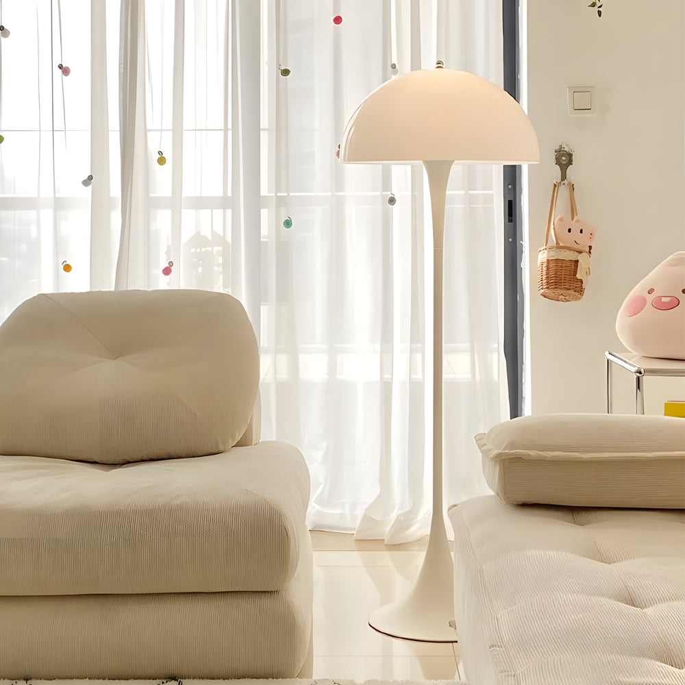 Modern White Mushroom Floor Lamp with 3-Color Dimming