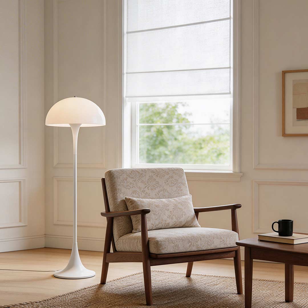 Modern White Mushroom Floor Lamp with 3-Color Dimming