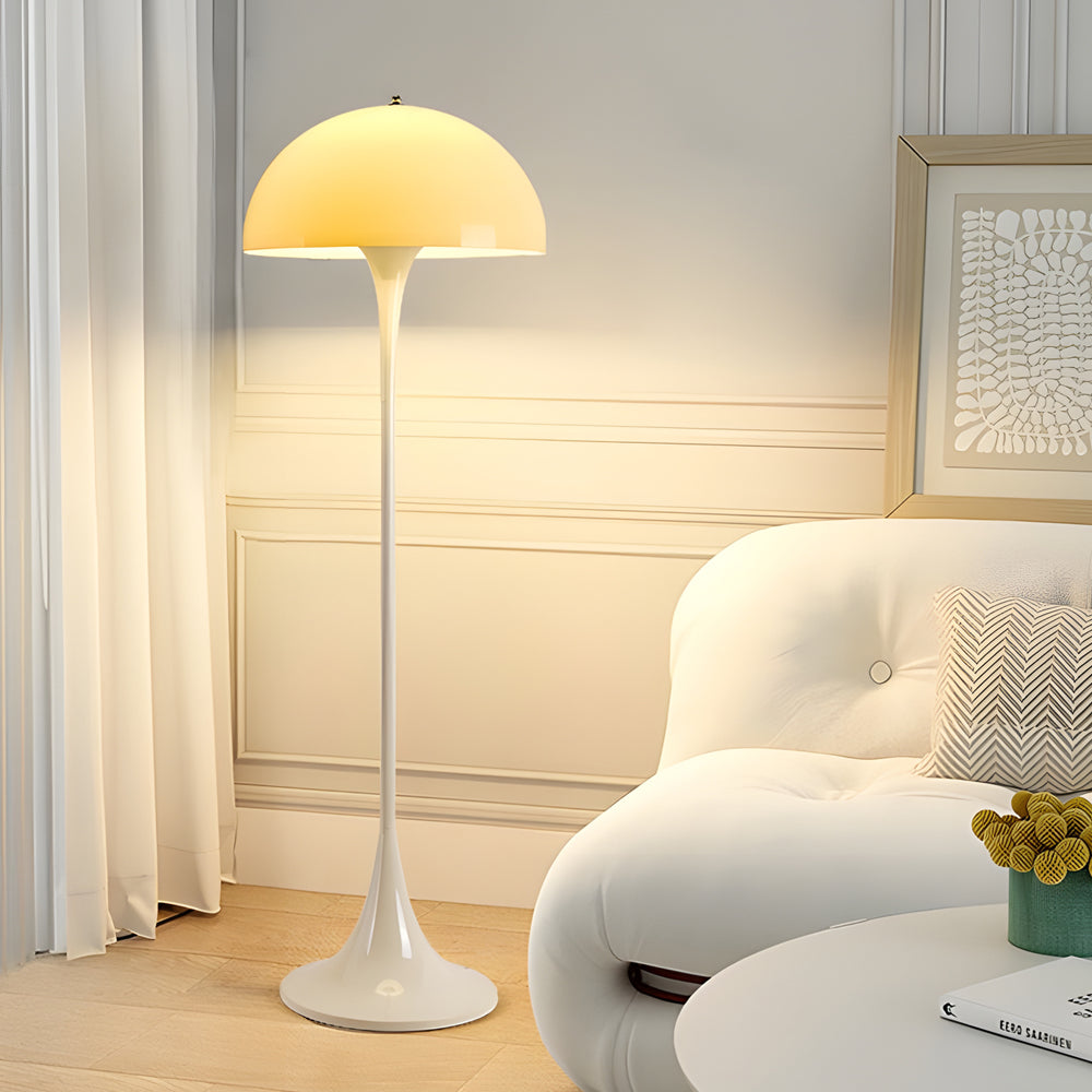 Modern White Mushroom Floor Lamp with 3-Color Dimming