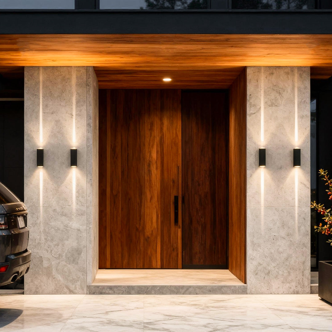 Modern Waterproof Dual-Beam Narrow Wall Sconce for Outdoor Use
