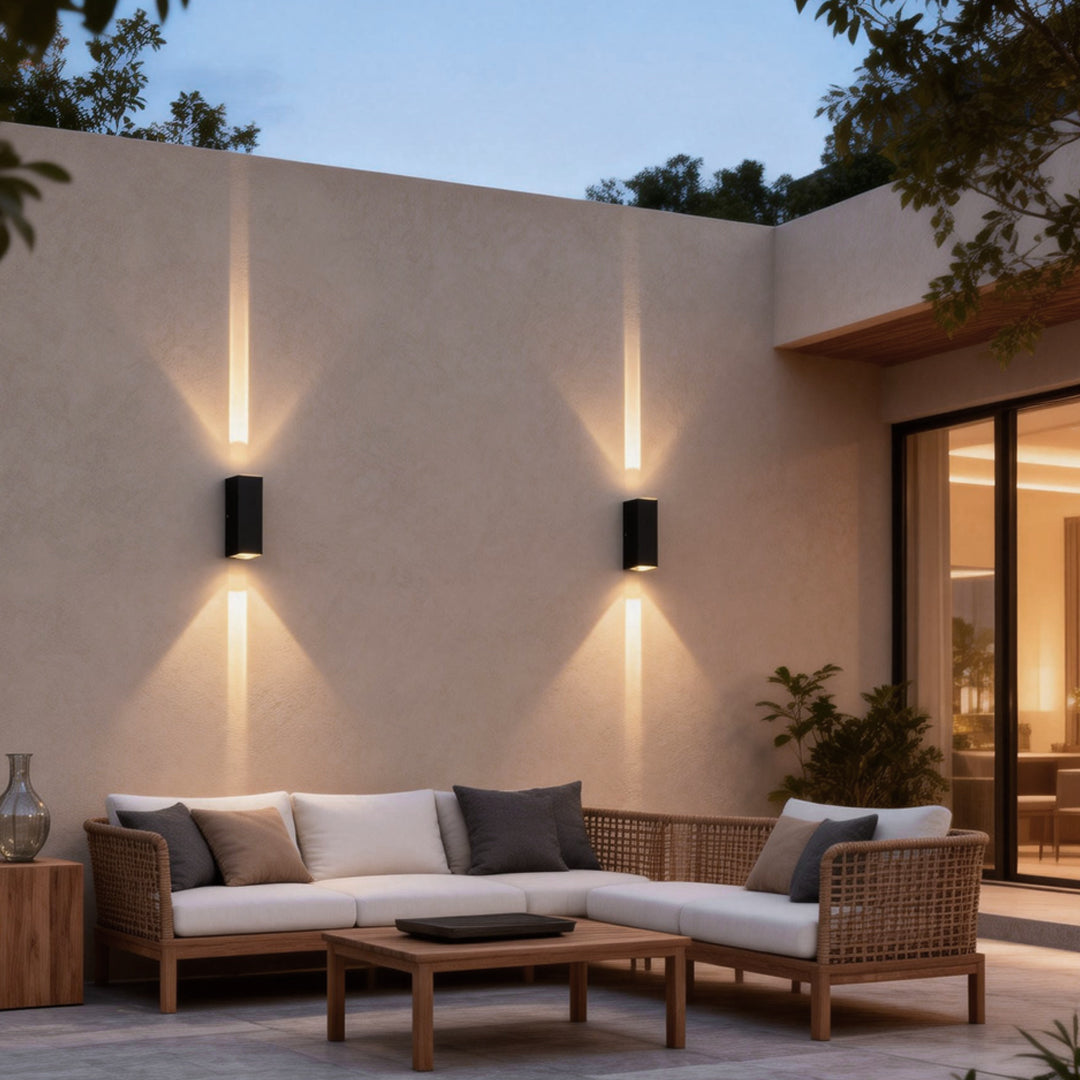Modern Waterproof Dual-Beam Narrow Wall Sconce for Outdoor Use