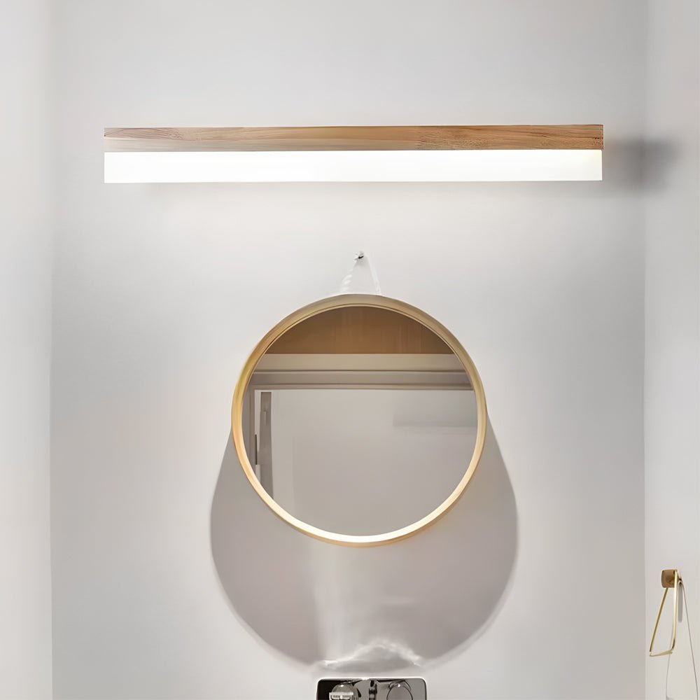 Natural Wooden LED Bathroom Vanity Light with Plastic Shade - Open Box
