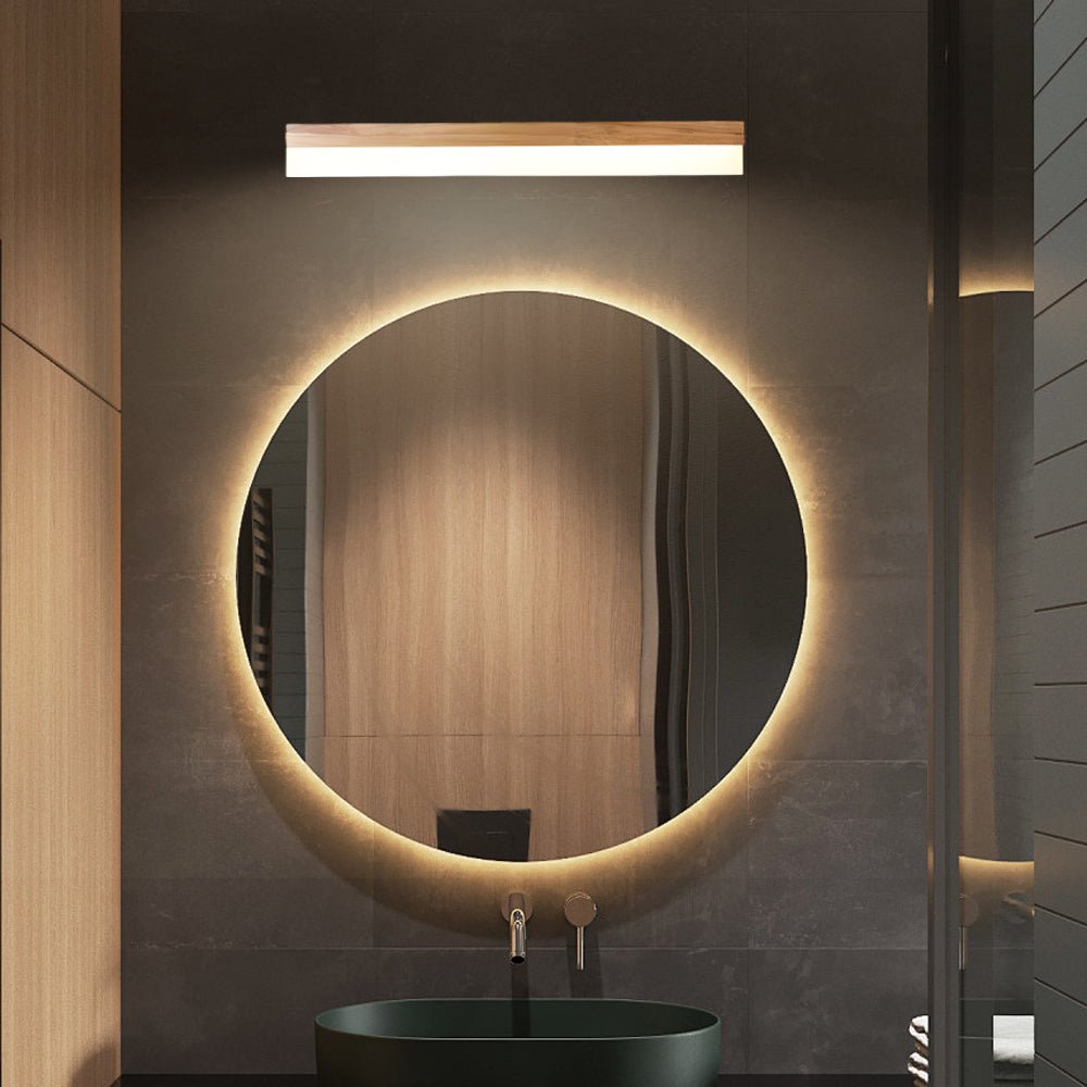 Natural Wooden LED Bathroom Vanity Light with Plastic Shade - Open Box