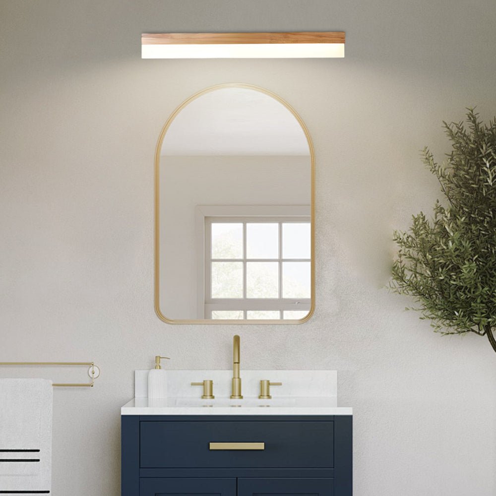 Natural Wooden LED Bathroom Vanity Light with Plastic Shade - Open Box