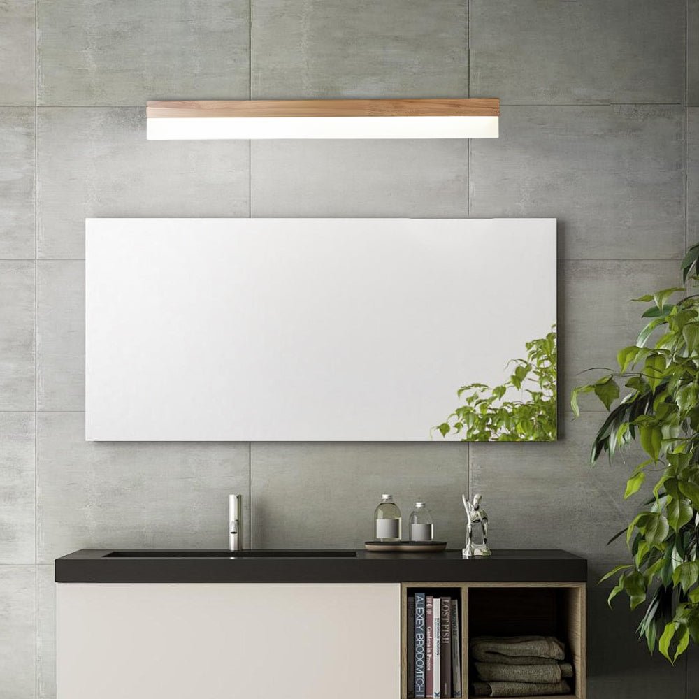 Natural Wooden LED Bathroom Vanity Light with Plastic Shade - Open Box
