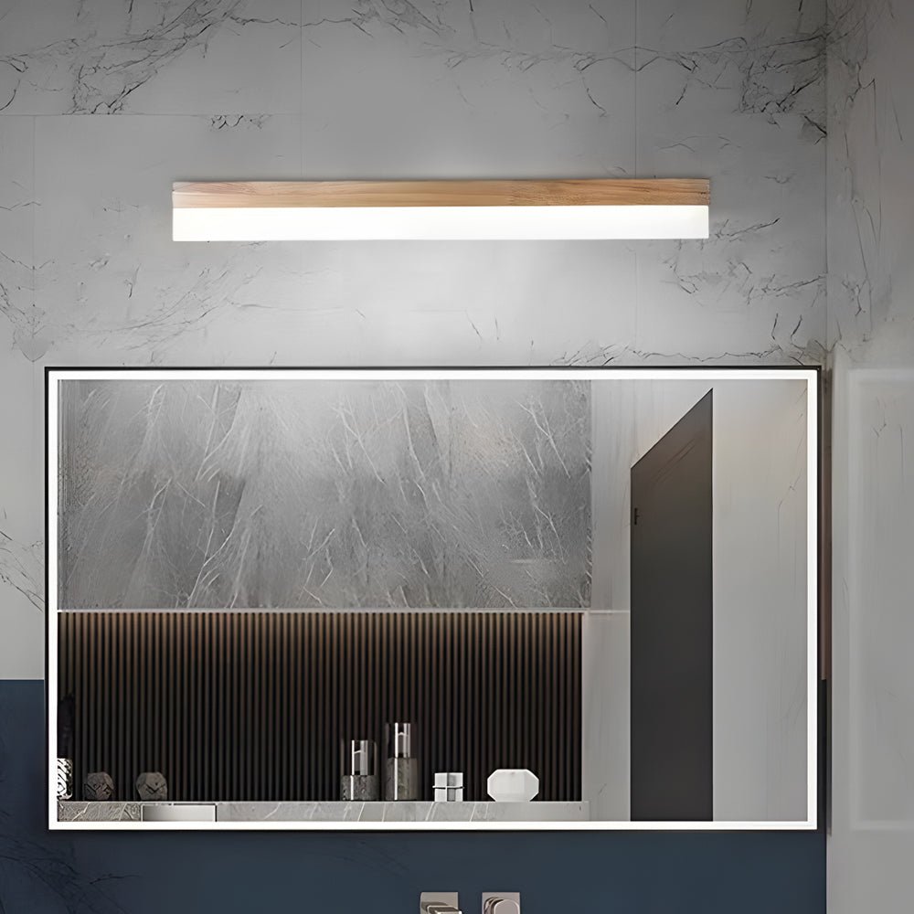 Natural Wooden LED Bathroom Vanity Light with Plastic Shade - Open Box