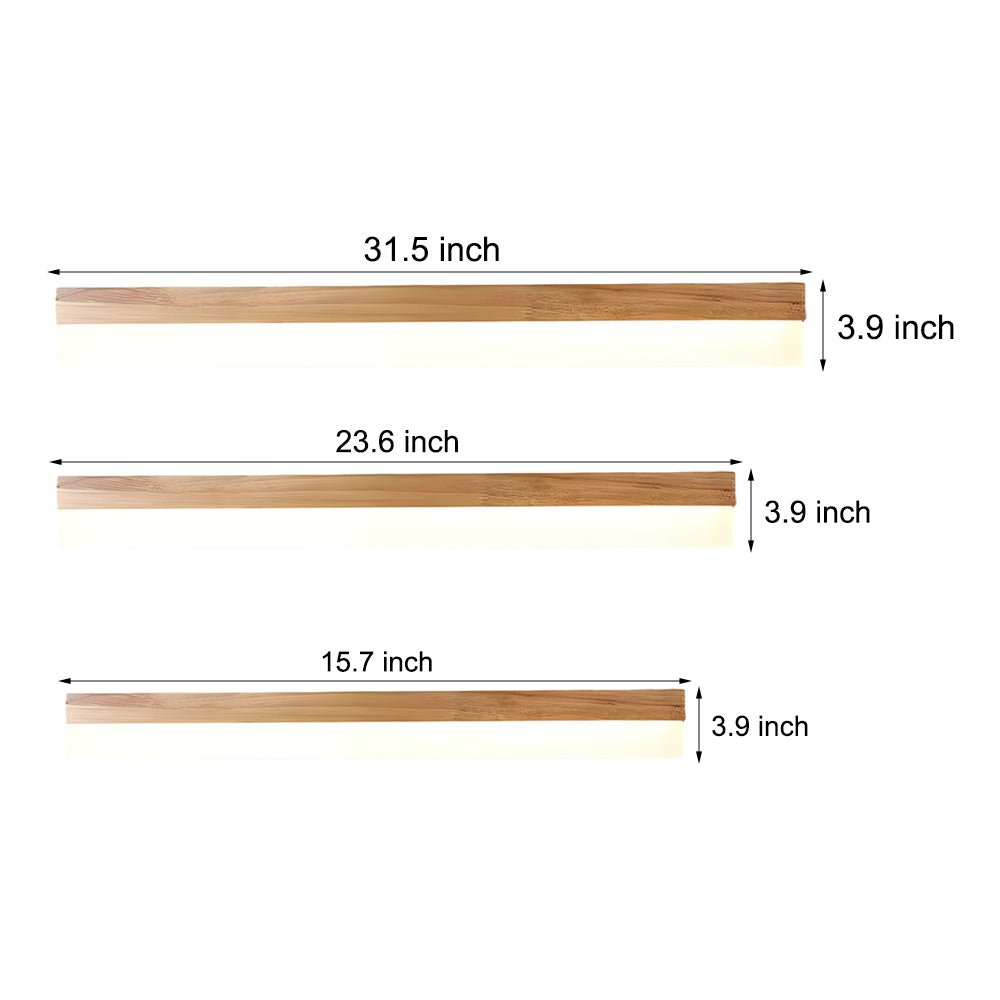 Natural Wooden LED Bathroom Vanity Light with Plastic Shade - Open Box
