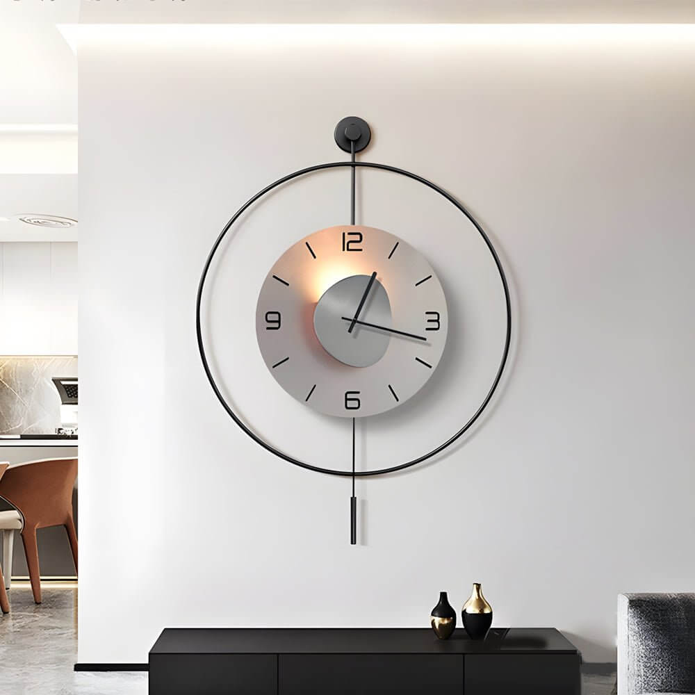 Premium Round LED Wall Clock with Floating Design - Night Light Feature