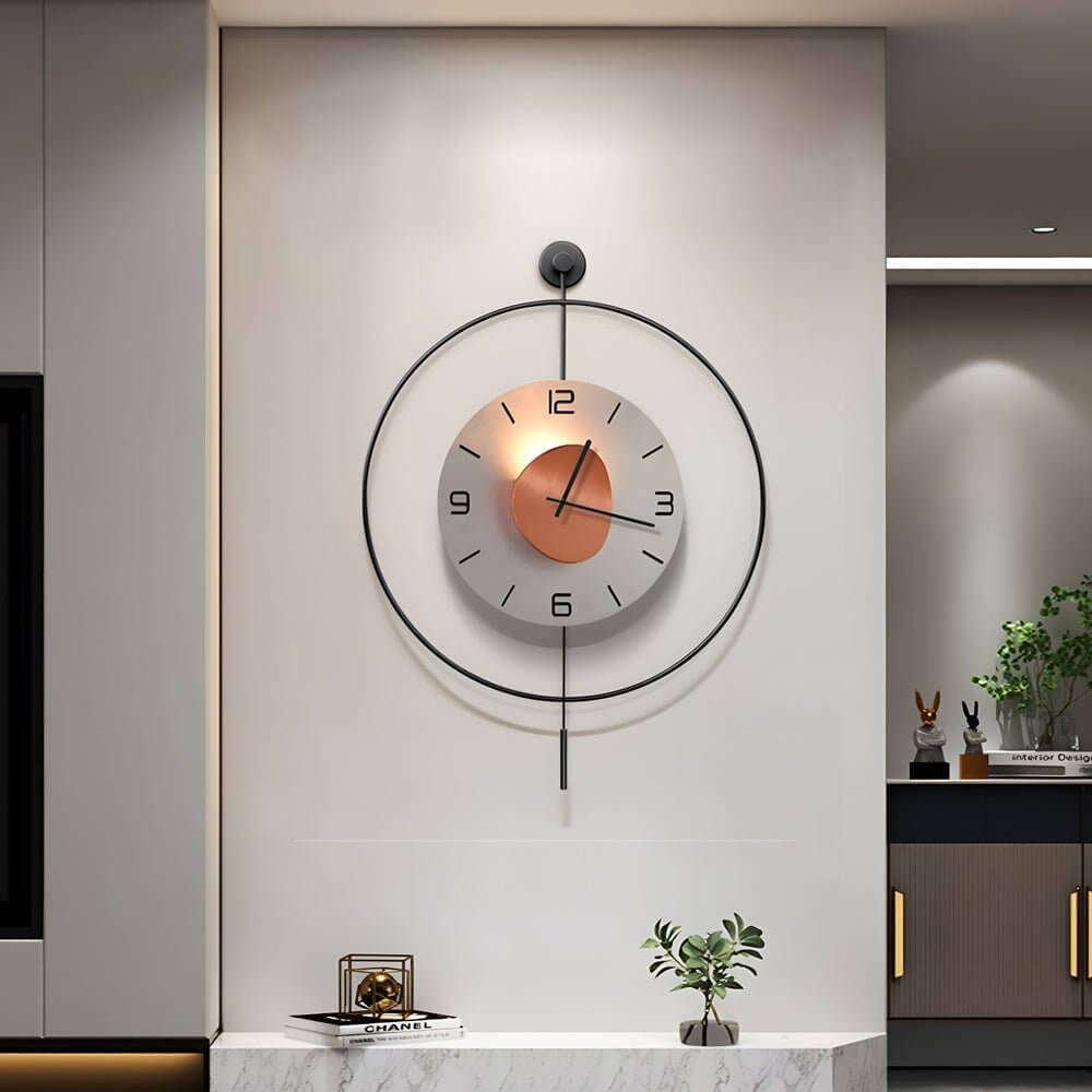 Premium Round LED Wall Clock with Floating Design - Night Light Feature