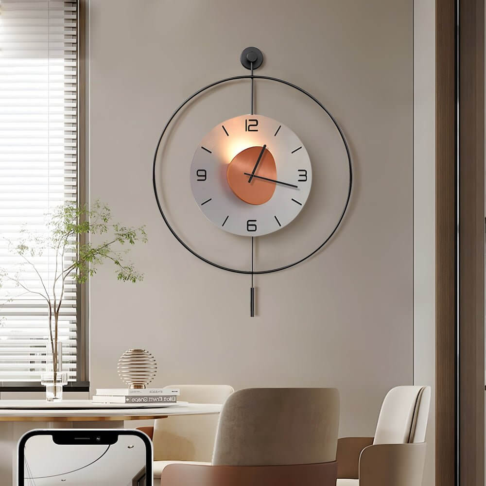 Premium Round LED Wall Clock with Floating Design - Night Light Feature