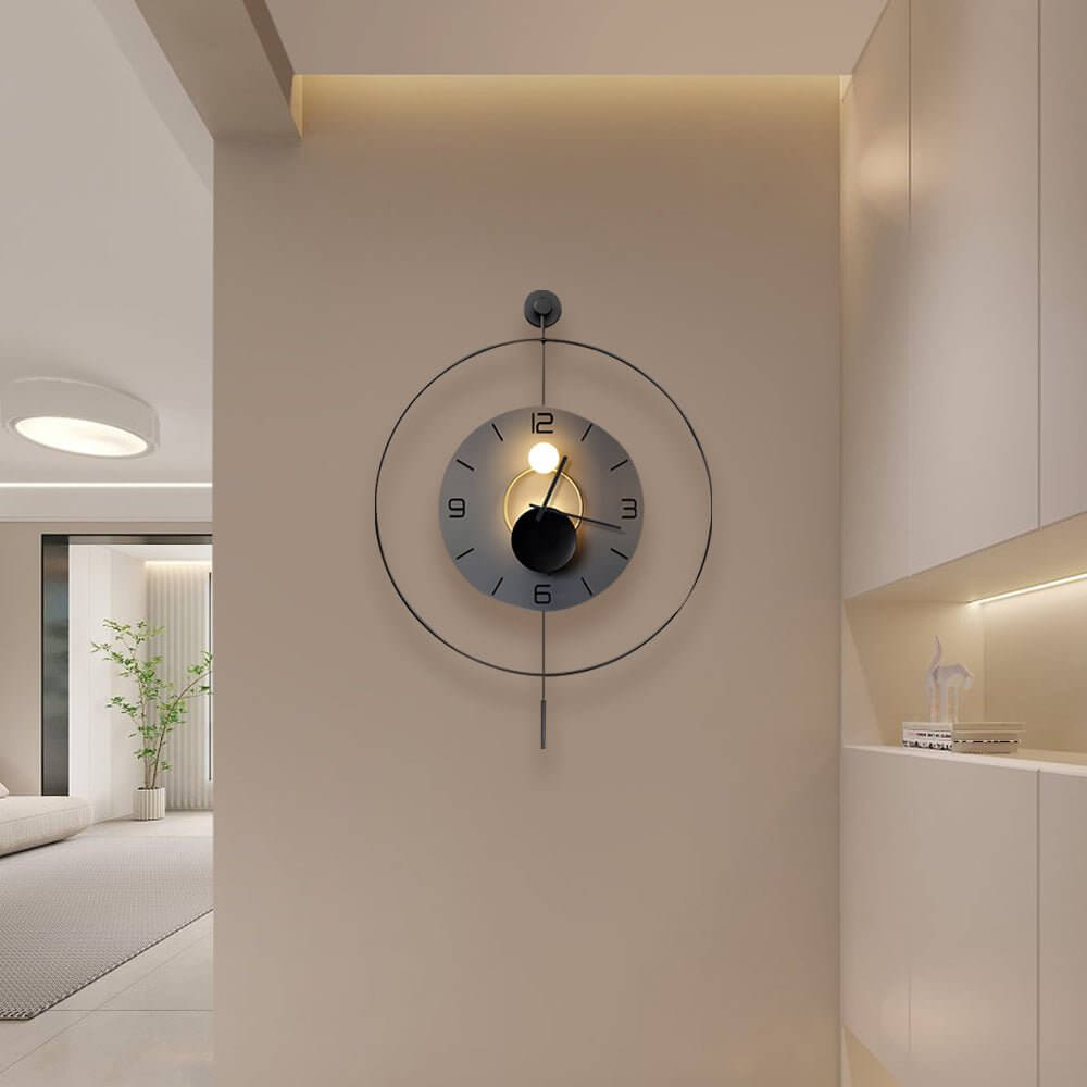 Premium Round LED Wall Clock with Floating Design - Night Light Feature