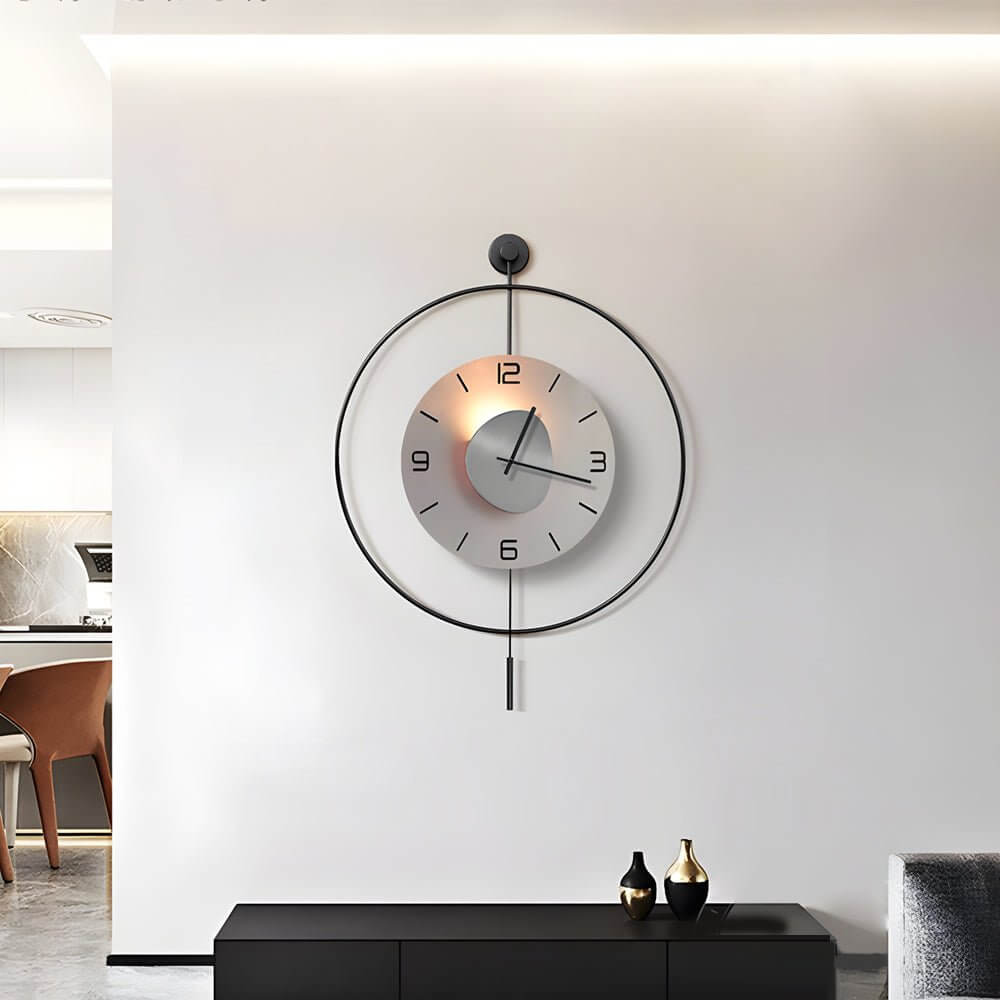 Premium Round LED Wall Clock with Floating Design - Night Light Feature