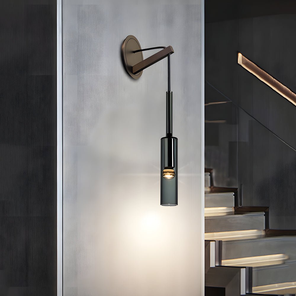 Nordic Copper Finish Wall Sconce with Suspended Cord for Stairway