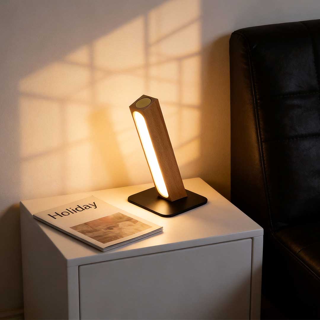 Premium Nordic Touch-Controlled LED Desk Lamp with Dual Magnetic Wooden Base