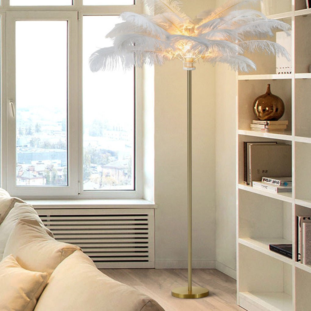 30-Inch Ostrich Feather Floor Lamp - Elegant Decorative Accent
