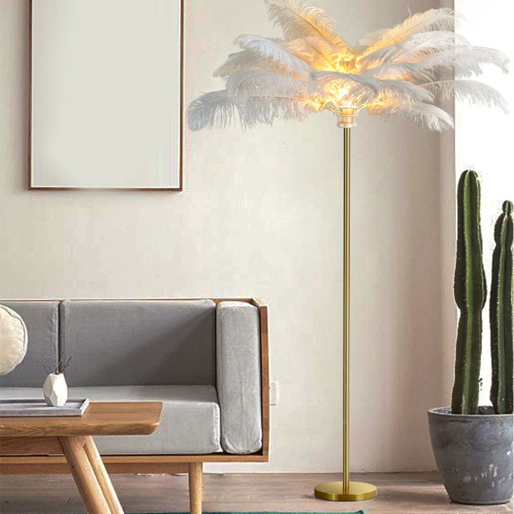 30-Inch Ostrich Feather Floor Lamp - Elegant Decorative Accent