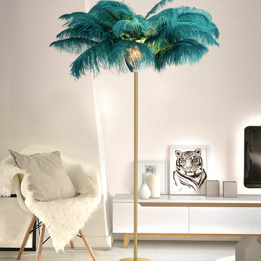 30-Inch Ostrich Feather Floor Lamp - Elegant Decorative Accent