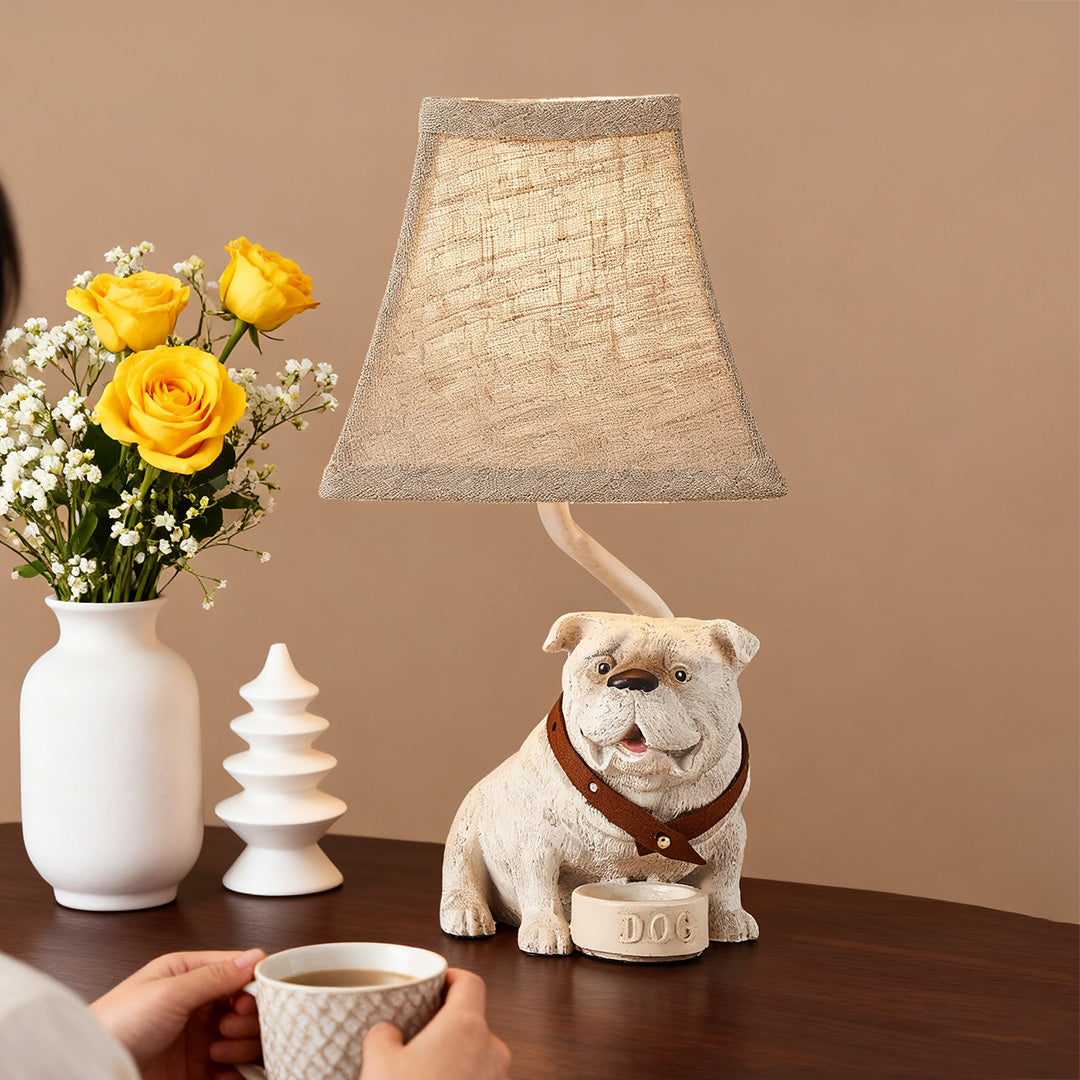 Elegant White Resin Dog Table Lamp - Mid-Century Decorative Lighting