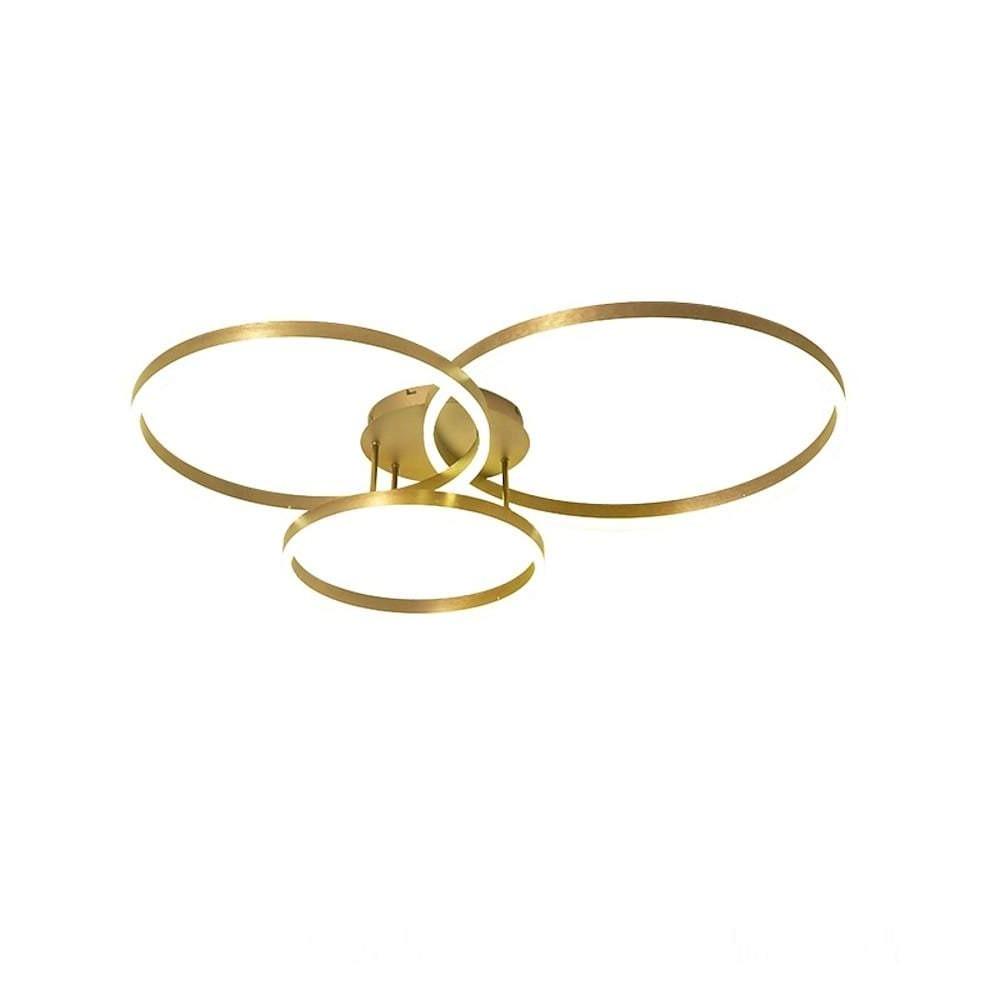 Modern Gold Flush Mount Ceiling Light with 3 Circles and 3 Bulbs