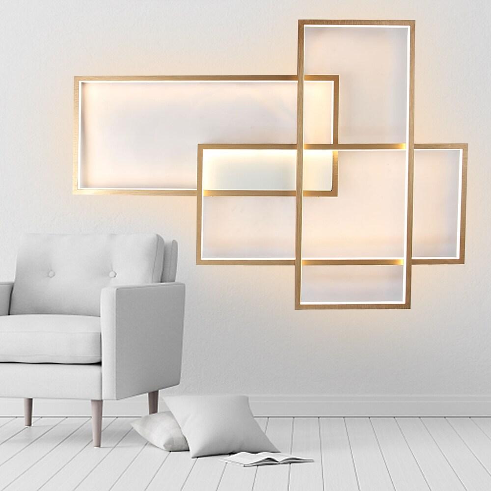 Aluminum Geometric Flush Mount LED Ceiling Light - Overlapping Rectangles Design