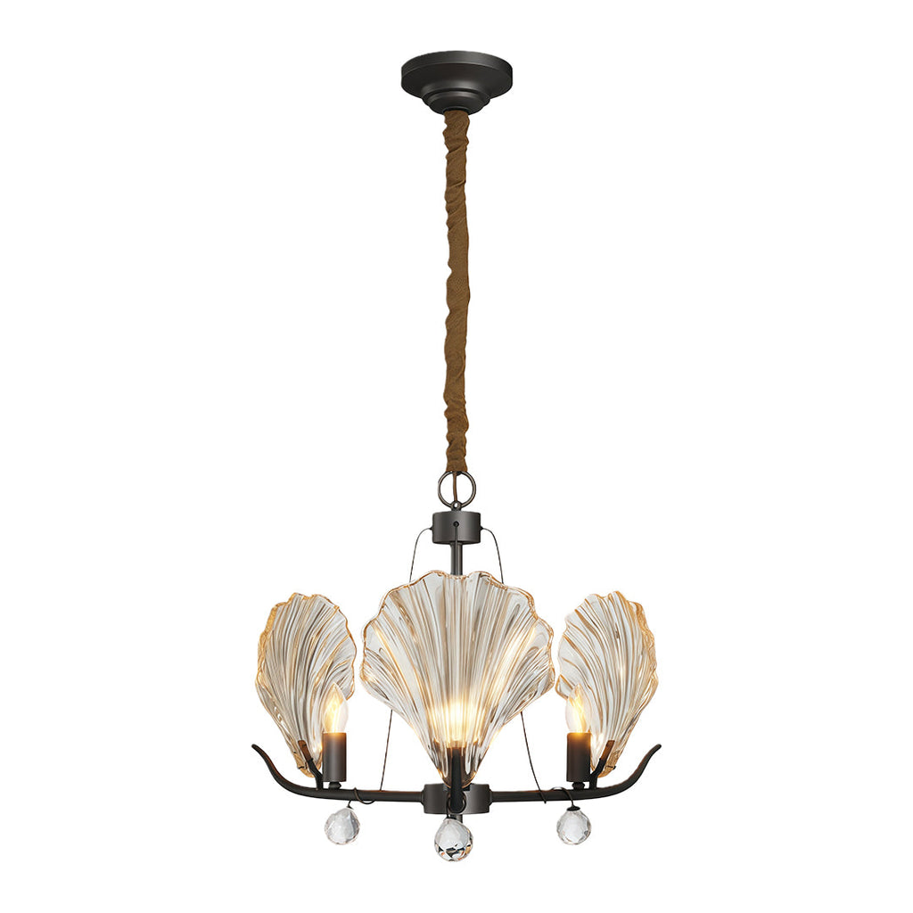 Modern Copper and Glass Shell Chandelier Ceiling Light