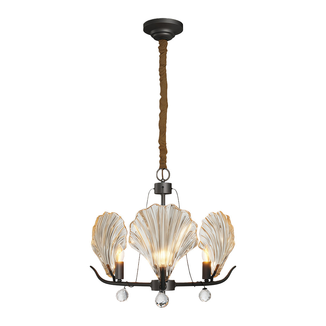 Modern Copper and Glass Shell Chandelier Ceiling Light
