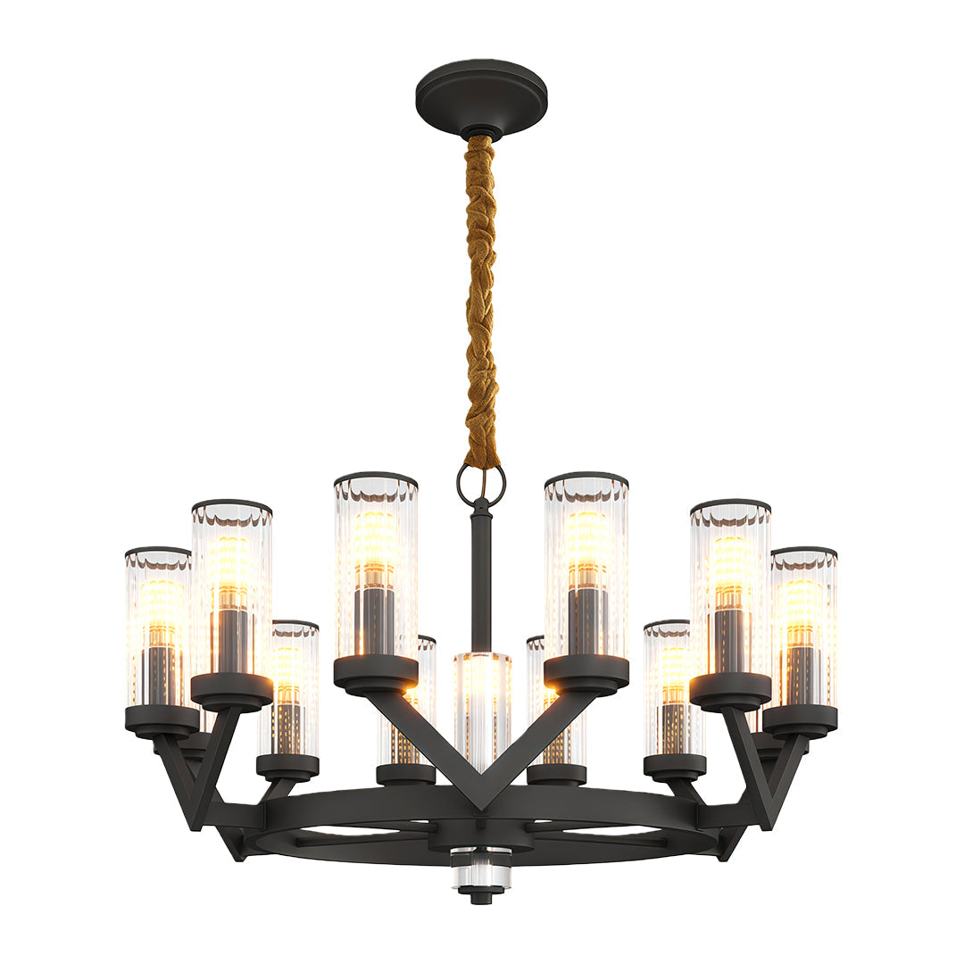 Luxury Copper Glass Drop Chandelier - Elegant Ceiling Light