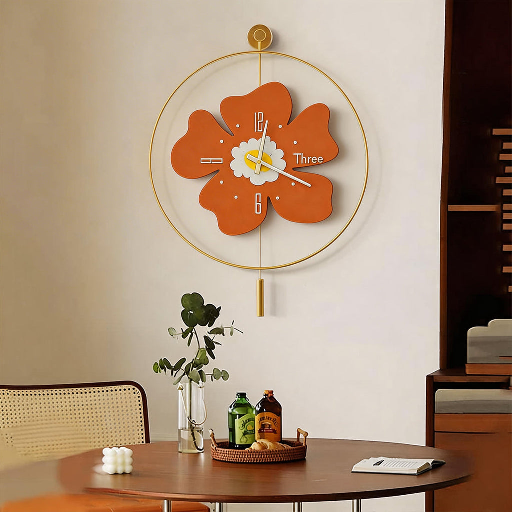 Floral LED Wall Clock with Remote Control