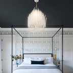 White Painted Wooden Stick Chandelier - Organic Ceiling Light