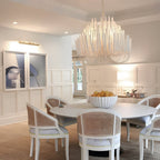 White Painted Wooden Stick Chandelier - Organic Ceiling Light