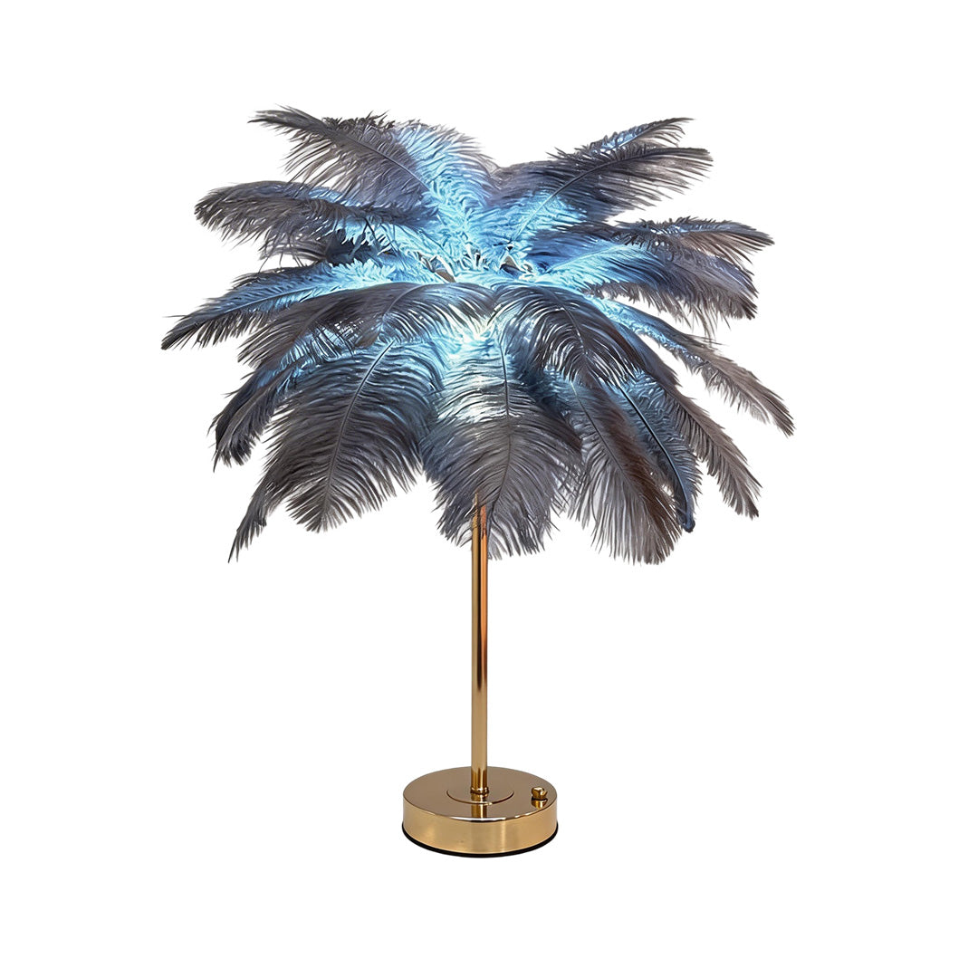 Nordic Ostrich Feather Table Lamp - Elegant Night Light