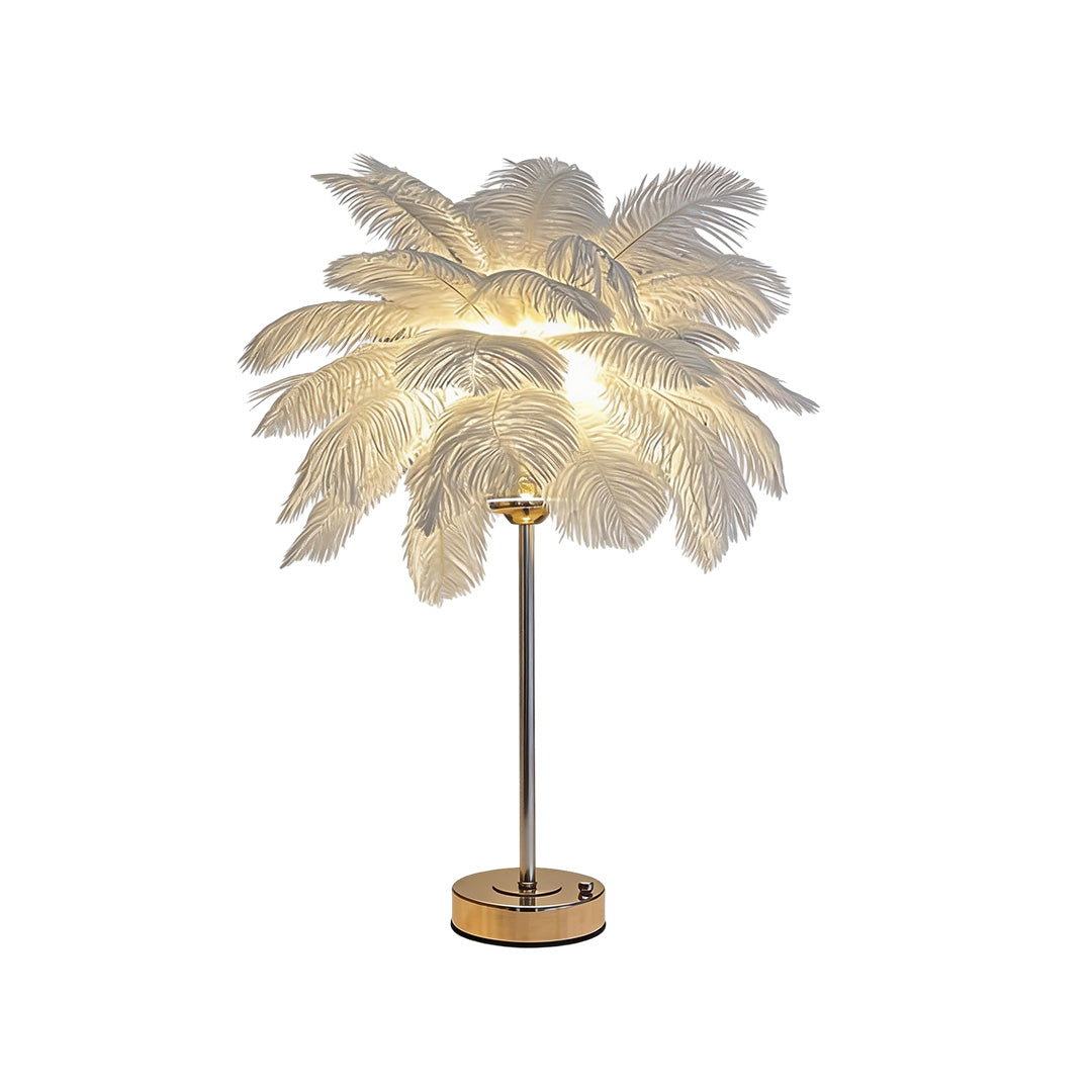 Nordic Ostrich Feather Table Lamp - Elegant Night Light