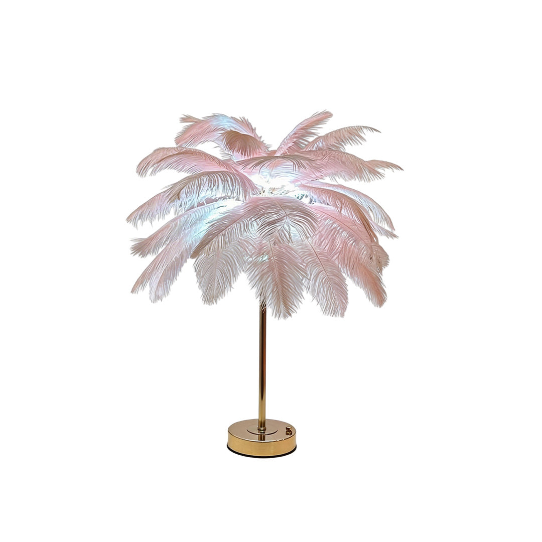 Nordic Ostrich Feather Table Lamp - Elegant Night Light
