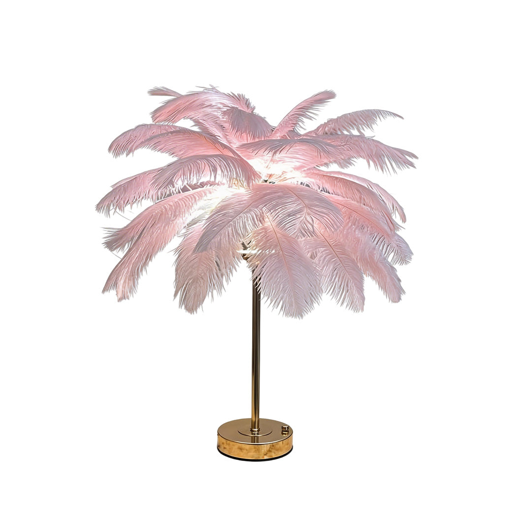 Nordic Ostrich Feather Table Lamp - Elegant Night Light